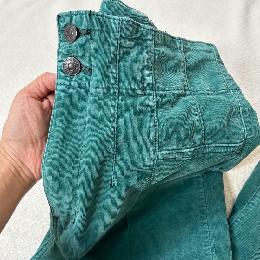 We The Free Jayde Cord Flare Jeans green blue teal emerald High Rise - Sz 31 - Picture 9 of 9
